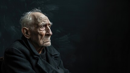 Upset Man on black background.