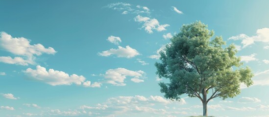 Blue sky background with a tree for a copy space image