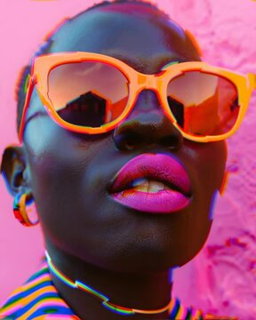 Fashion model with extravagant makeup