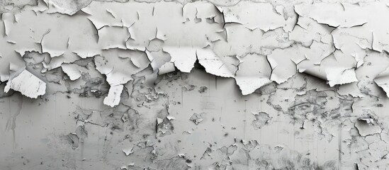 Obraz premium Old age and weather cause gray plaster to peel off a wall leaving a blank space for design with a copy space image