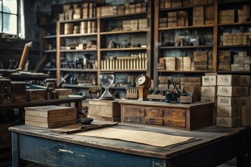 A vintage leathercraft workshop with an old-fashioned