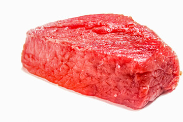 raw red beef for steak isolated on white background	
