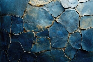 Blue and gold stone wall texture. Perfect for creating a rustic or vintage look in your design projects.
