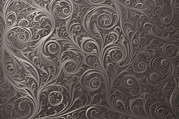 Elaborate vine and floral motifs engraved into an oxidized iron surface, Ai Generated