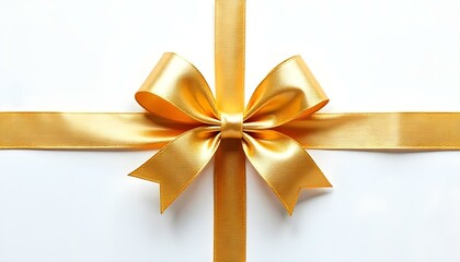 Fototapeta premium Gold gift bow ribbon isolated on a white background