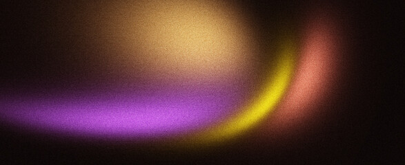 Dark noise texture grain gradient background, grainy purple orange yellow glowing color gradient wave, black backdrop banner poster cover design