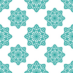 luxury seamless pattern of sea green color floral mandala motif for carpet