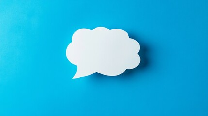 White speech bubble on blue background