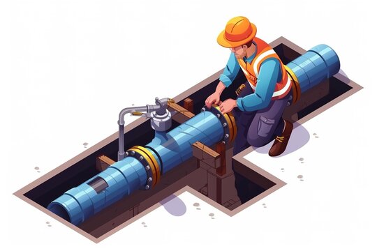 Engineer use Sewer Pipe inspection, isometric