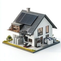 Modern Home with Solar Inverter and Battery Setup