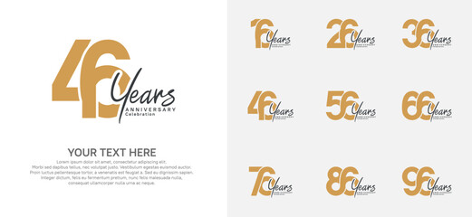 Anniversary logo set vector design, brown and black color for celebration event