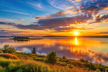 Long shot sunset over Annapolis Basin in Nova Scotia