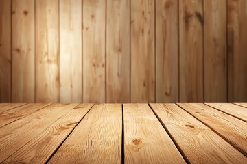 Naklejka premium Wooden texture background with planks and warm lighting. Ideal for rustic designs or flooring concepts.