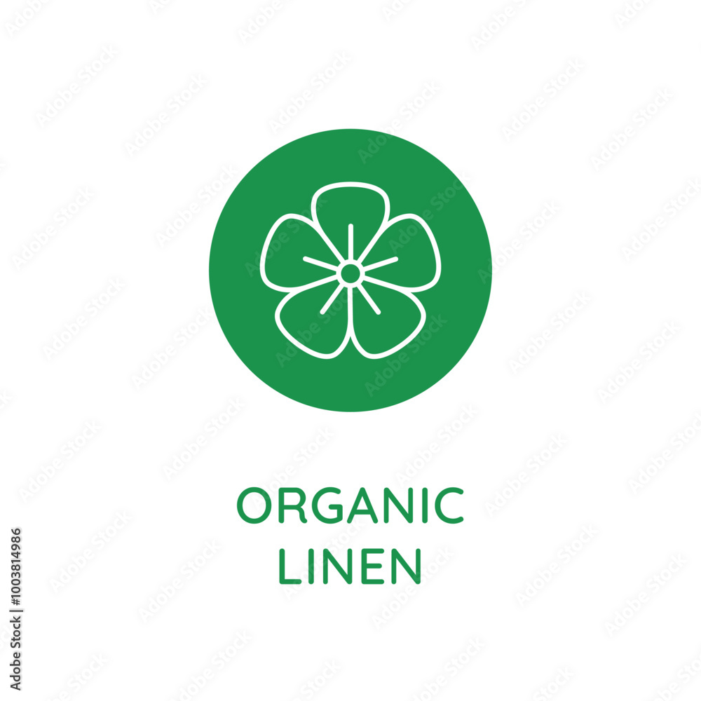 Poster Vector line design element, badge and icon for food and cosmetics packaging in mono linear style - organic linen