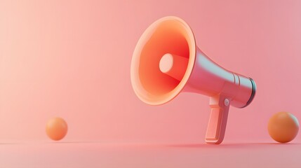 Megaphone with copy space 3d background. 3d rendering. 