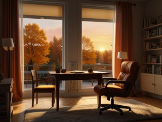 Cozy Reading Nook with Autumnal View