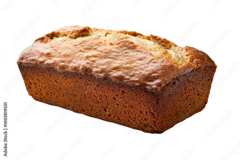 Poster freshly baked banana bread with golden crust ,isolated on transparent background
