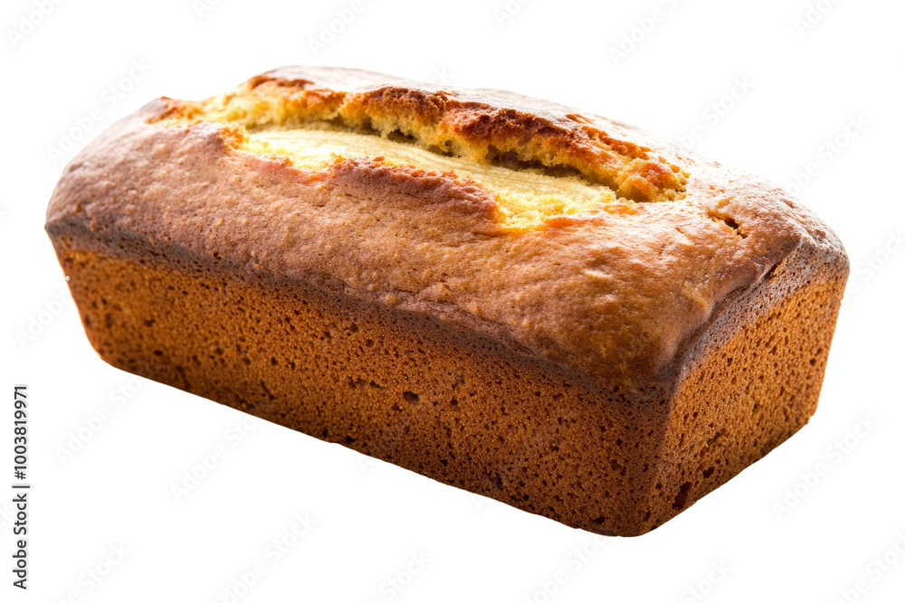 Poster freshly baked banana bread with golden crust ,isolated on transparent background