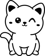 Cat Doodle Line Illustration
