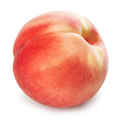 Hakuho pink Peach on white background, Peach premium fruit isolate on white with clipping path.