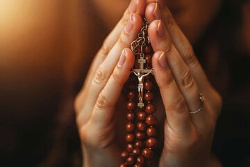 Hands Holding a Rosary in Prayer