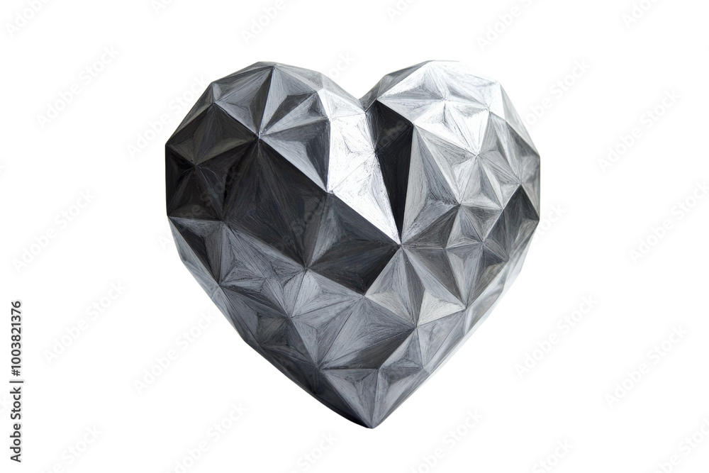 Leinwandbilder faceted geometric heart with intricate patterns ,isolated on transparent background