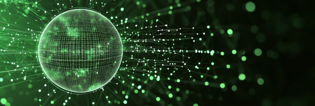 Digital Green Earth, Global Data Network Technology, Visualization of Environmental Science - Powered by Adobe