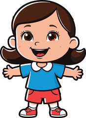 A cute girl's cartoon Illustration vector .