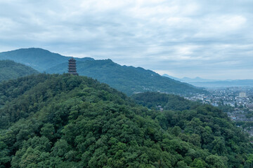 Fototapeta premium Aerial view of landscape in dujiangyan,Sichuan province,China