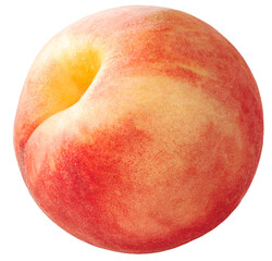 Hakuho pink Peach on white background, Peach premium fruit isolate on white PNG File.
