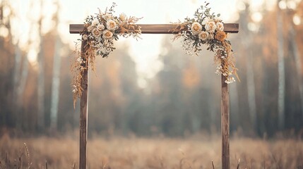 Obraz premium Rustic-themed ceremony backdrop, creating a warm and inviting arch for weddings