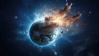 Obraz premium Very high definition picture of planet earth in outer space. Spacecrafts lifting off from USA soil.