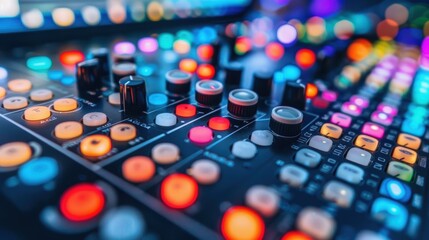 Vibrant Control Panel with Colorful Buttons and Knobs