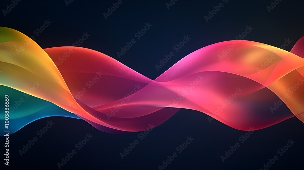 Wall mural vibrant waves of color blend seamlessly in a captivating abstract design on a dark background