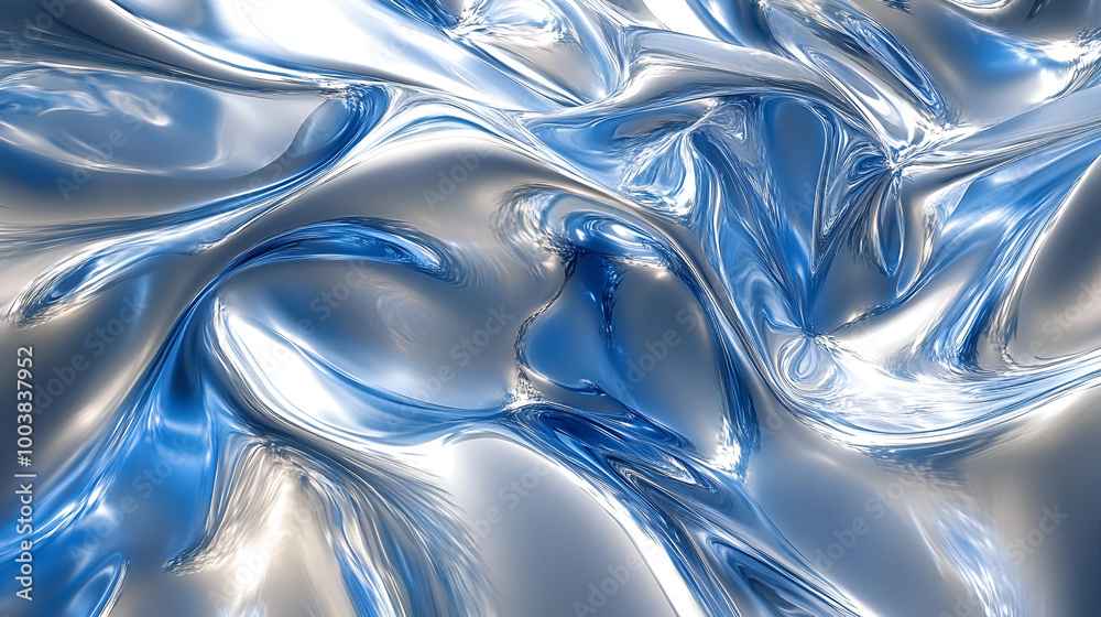 Aufkleber abstract blue and silver swirling pattern creating a dynamic texture on a smooth surface
