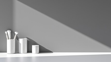 Minimalist White Objects on Clean Surface