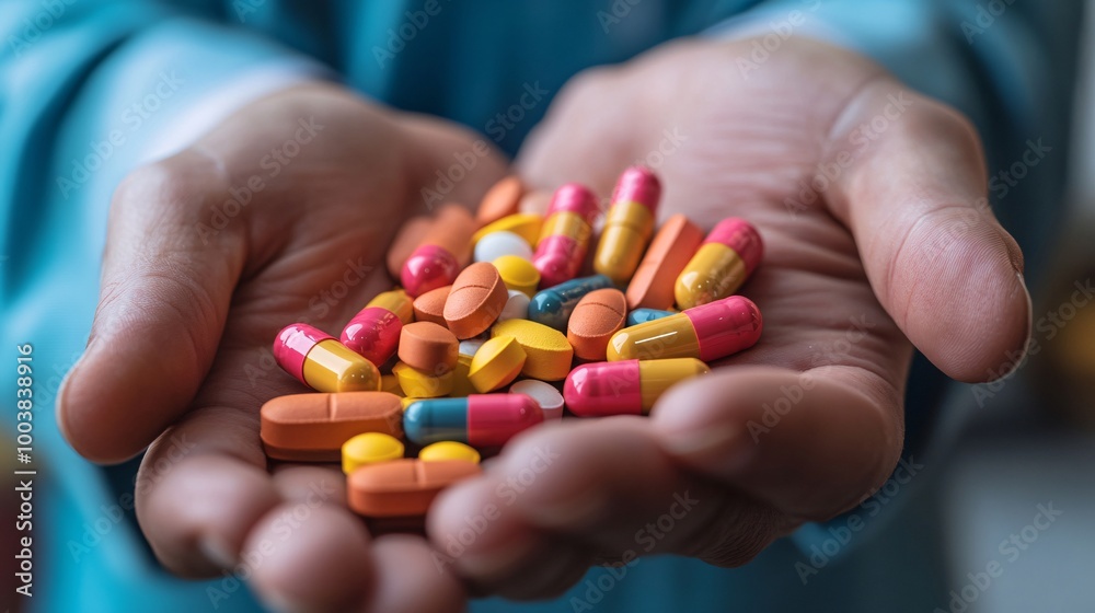 Aufkleber Healthcare worker explaining the use of ARV medication to a patient in a private consultation room emphasizing education and support Large space for text in center Stock Photo with copy space