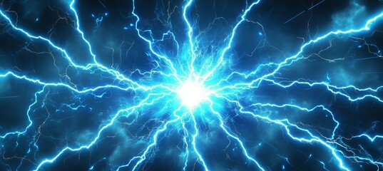 Fototapeta premium Burst explosion electric lightning thunder energy power. Generative AI technology. 