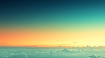 Fototapeta premium A breathtaking sunset glowing above the clouds creates a serene atmosphere at twilight, showcasing warm hues of orange and cool blues