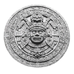 Fototapeta premium Aztec Sun Stone Calendar Relief Ancient Mesoamerican Art Historical Artifact 3D Model (Transparent Background)