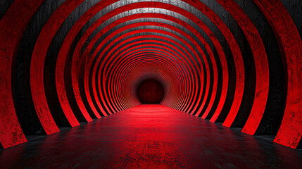 The artwork features a hypnotic spiral, optical illusion, and abstract geometry, creating a mesmerizing tunnel effect and visual distortion.