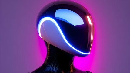 Futuristic Helmet with Neon Lights: A Cyberpunk Aesthetic