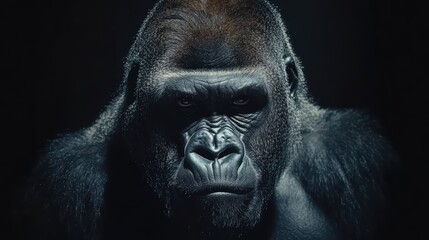 Obraz premium Powerful Gorilla Portrait in Studio Setting