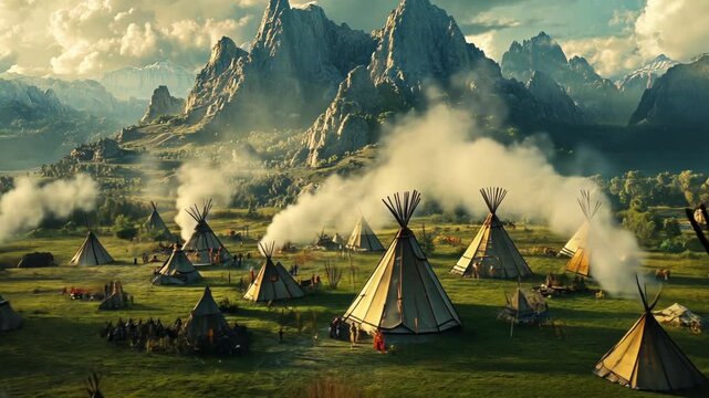 panorama of indian village cinematic drone