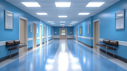 Mother and child consulting a pediatrician in a modern medical facility showing accessible healthcare services for young families Large space for text in center Stock Photo with copy space