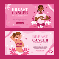 Breast Cancer Awareness Month illustrated banners