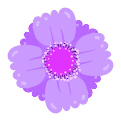 hand drawn colorful flower isolated on white