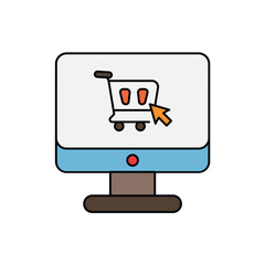 clicking purchase color line icon with white background vector stock illustration