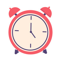 Alarm clock wakeup time isolated on background in flat style