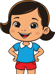 Obraz premium A cute girl's cartoon Illustration vector .